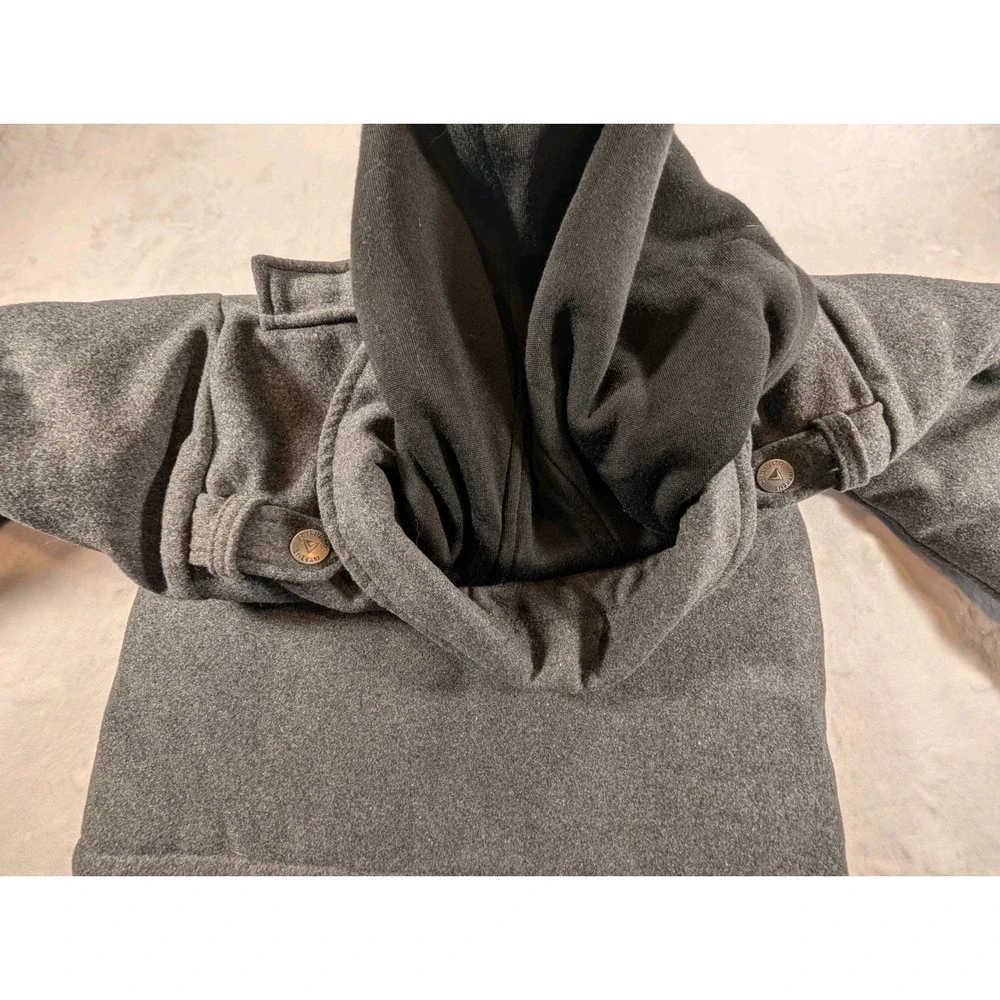Extreme Outfitters Boys 5/6 Gray Hooded Military Field Jacket Coat ZipWool Blnd
